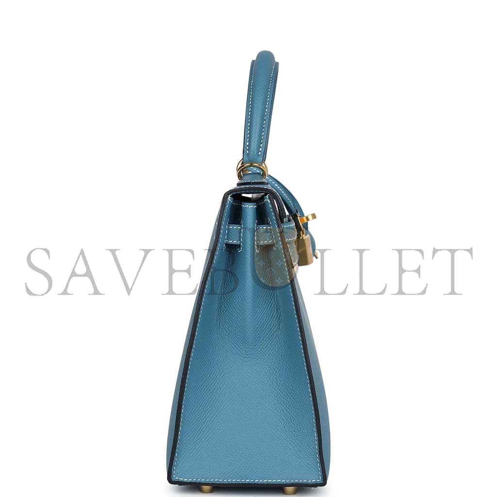 HERMÈS MASTER KELLY SELLIER 25 BLUE JEAN EPSOM GOLD HARDWARE (25*17*7cm) 